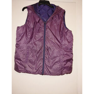 Gerry Women’s Reversible DOWN Zip Hooded Puffer Vest Size M Indigo/Port Purple